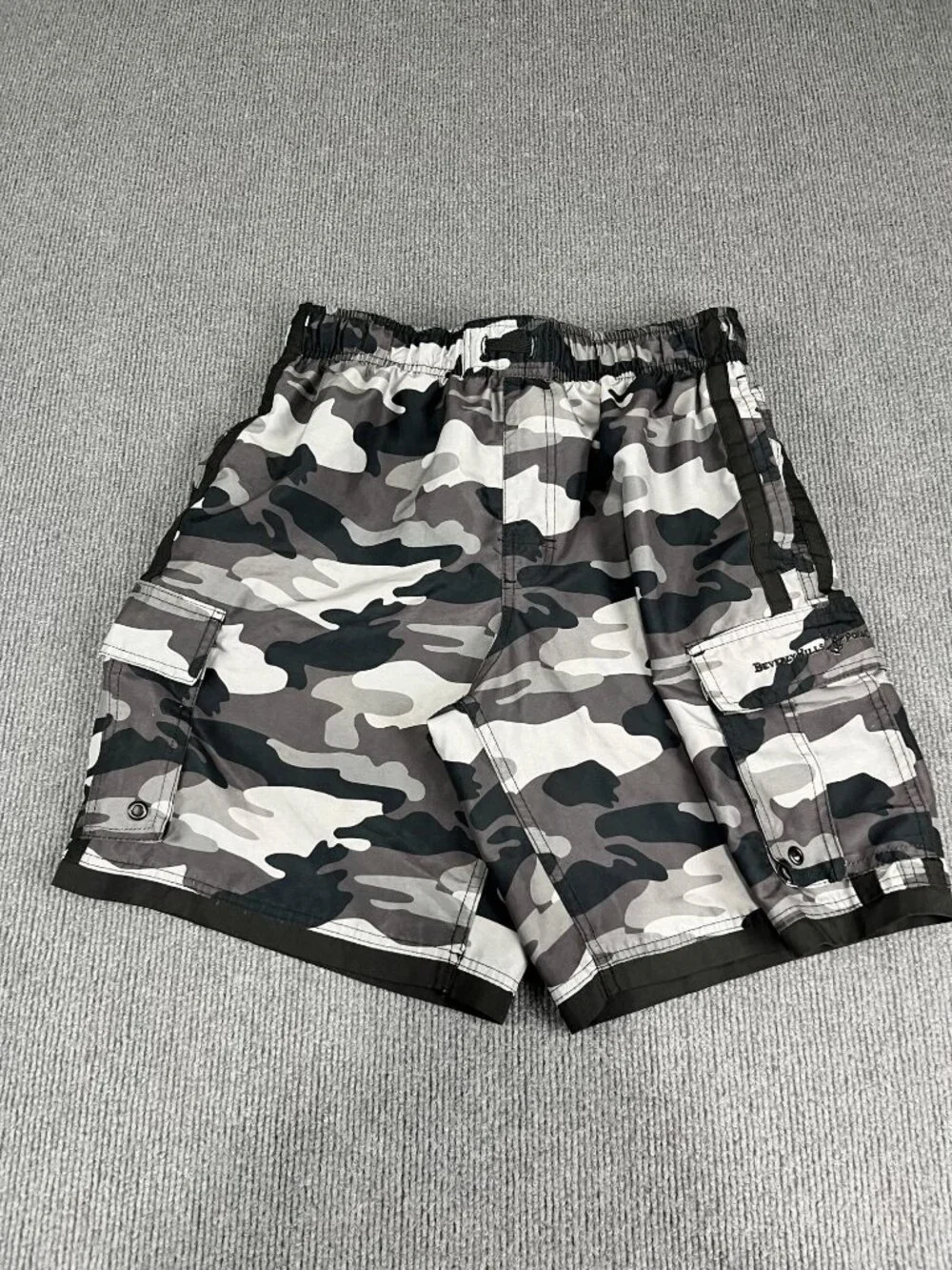 Beverly Hills Polo Club Mens Gray Camouflage Swim Trunks M